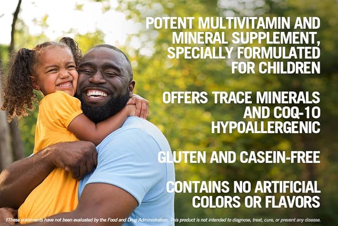 Kirkman - Children's Chewable Multivitamin & Mineral Wafers - 120 Tablets - Potent Broad Spectrum Vitamin/Mineral Supplement - with Coenzyme Q-10 (CoQ10) - Natural Mango Peach Flavor