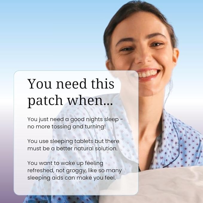 Sleep Patches with Lavender - 30 Topical Patches for Better Sleep with Magnesium Glycinate, Valerian Root Extract, Passionflower & Hops, Waterproof, 12 Hours, Transdermal Support