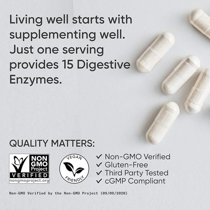 Sports Research Digestive Enzymes with Probiotics & Ginger - Plant Based for Dairy, Protein, Sugar & Carbs - Non-GMO Verified & Vegan Friendly (90 Veggie Capsules)