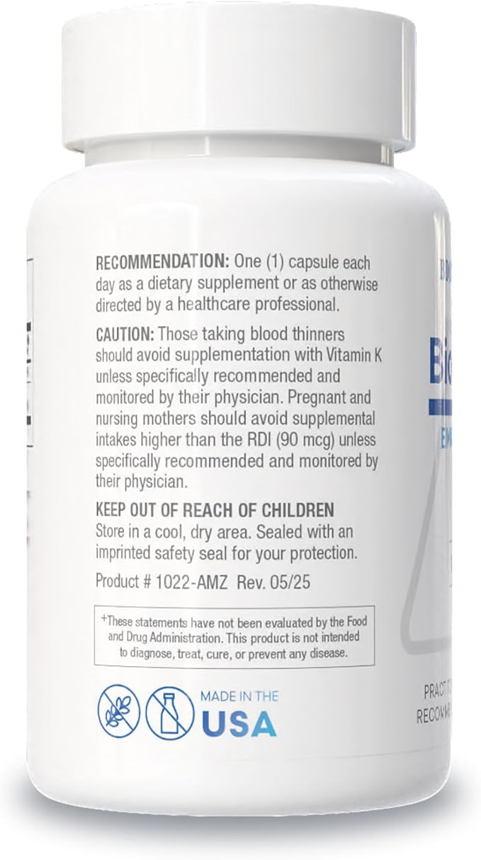 Biotics Research Bio-DK Caps™–Emulsified Vitamin D and K, Vitamin D3 125 mcg & Vitamin K (k1,k2) 550 mcg- MK7– Vitamin D3 K2 K1, Stronger Bones, Musculoskeletal Strength, Healthy Heart & BMI 60 Caps