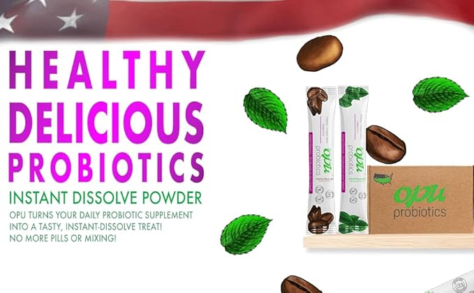 'Opu Probiotics Mocha Instant-Dissolve - One Month Supply - 5 Billion CFU's - Men, Women & Children w/Prebiotics Sugar Free, Gluten Free, Non GMO