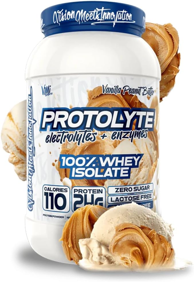 VMI Sports | ProtoLyte Whey Isolate Protein Powder | Low Calorie Whey Protein Powder for Weight Loss | Protein Powder for Muscle Gain | Digestive Enzymes | Non-GMO (Vanilla Peanut Butter, 1.6 Pounds)