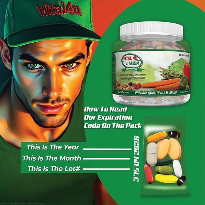 VITAL 4U® Vitamin Essentials - Daily Multivitamin for Both Men and Women, Immune Support, Multimineral Formula - 30 Servings