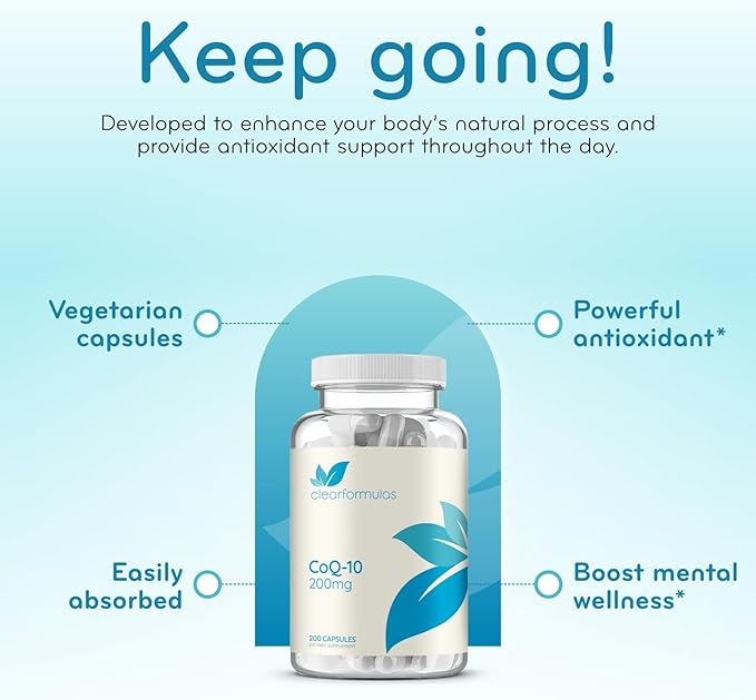 Quick Absorption CoQ10 200mg - Coenzyme Q10 200mg Potent Antioxidant for Heart Energy and Aging Support - High Stability CoQ10 Ubiquinone Capsules - Made in a cGMP US Lab (200 Servings)