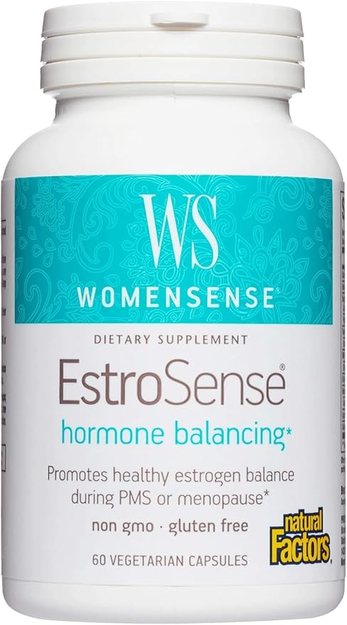 WomenSense EstroSense by Natural Factors, Natural Supplement to Support Estrogen and Hormone Balance During PMS or Menopause, Vegan, Non-GMO, 120 Capsules