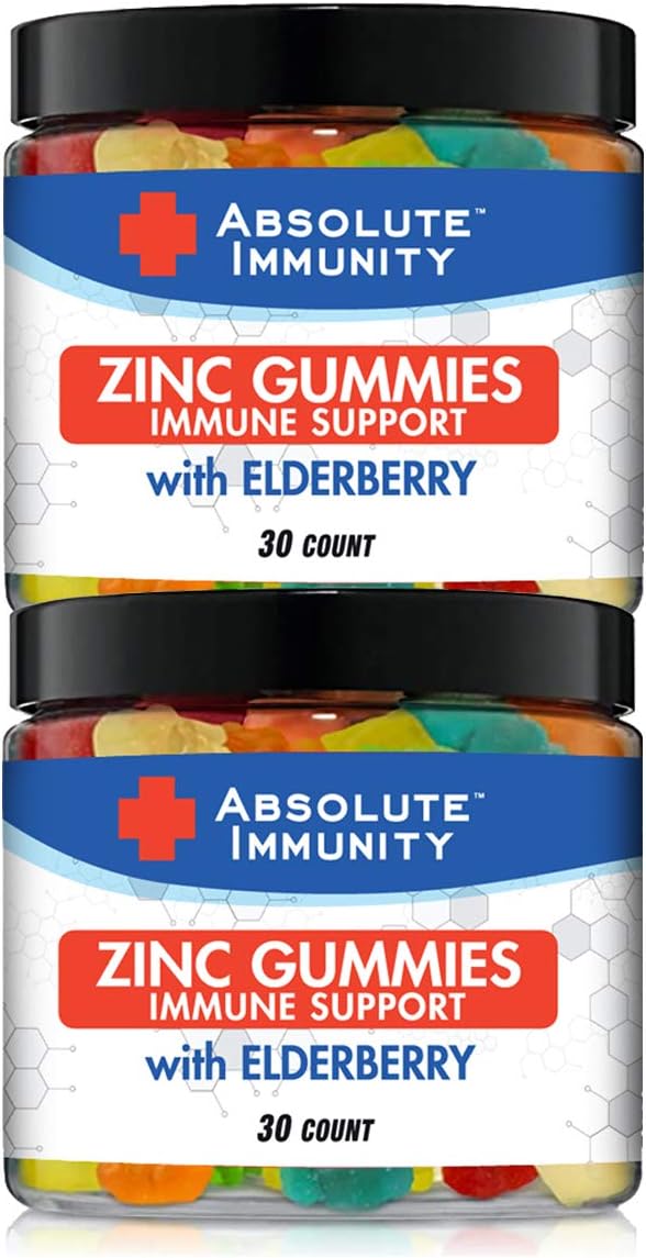 Absolute Immunity- ZINC and Elderberry Gummies - Immune System Health - Adults and Kids 30ct. 2 Pack