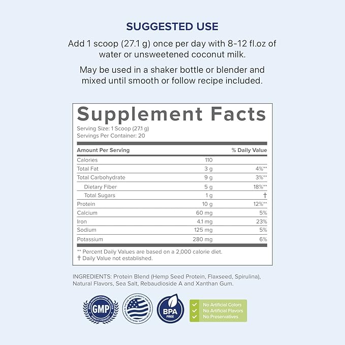 Gundry MD® Pro Plant Complete Shake™ High-Fiber Plant Protein Blend, 20 Servings (Vanilla)