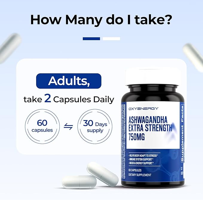 OxyEnergy 300mg Milk Thistle &750mg Ashwagandha Capsule Supplement