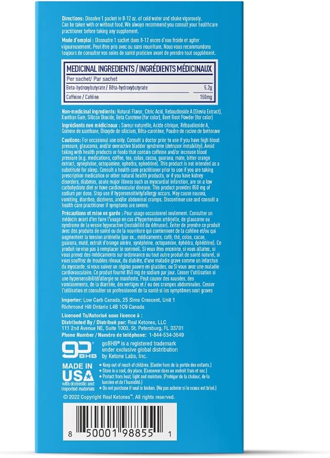 Real Ketones BHB Exogenous Ketones Drink Mix Packets Keto Electrolytes Powder Packets No Sugar with 4 Main Fasting Electrolytes Plus Hydrating Patented Keto BHB - 30 Count Peach Caffeine