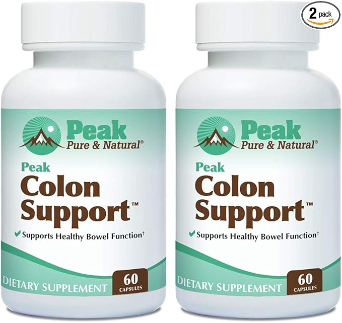 Peak Pure & Natural Colon Support - Colon Cleanse and Detox Supplement for Digestive Health - Gut Health Support with Inulin and Senna Leaf Extracts - with Fiber, Prebiotics, and Probiotics - 2 Pack