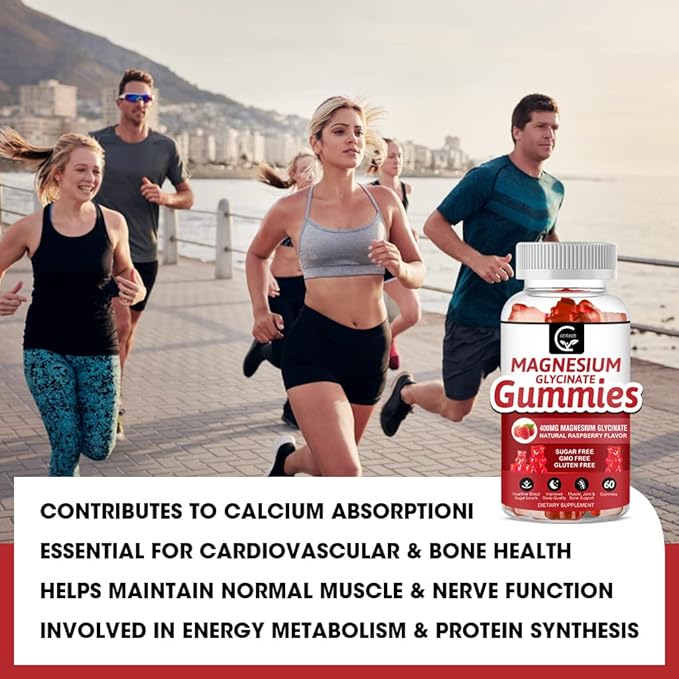Magnesium Glycinate Gummies 400mg, Magnesium Potassium Supplement - Chelated Magnesium Potassium Complex with Vitamin D, B6, and CoQ10, Supports for Memory, Calm, Mood & Sleep - 60 Count (Pack of 2)
