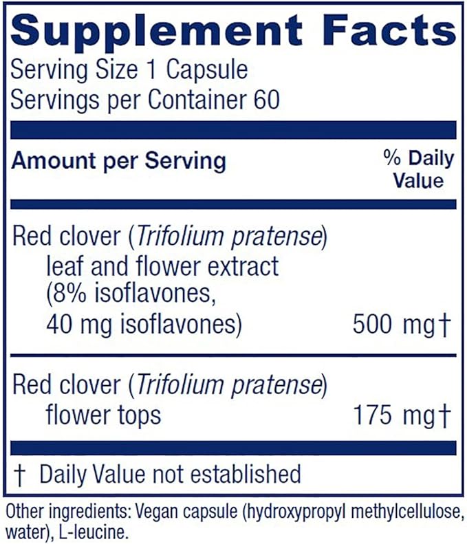 Vitanica Red Clover Blossom and Leaf Extract 500mg with 8% Isoflavones, Plus 175mg Blossoms, Menopause Relief Support for Women, 2 Month Supply, Non-GMO, Gluten Free, Vegan Supplement, 60 Capsules