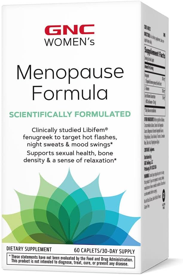 GNC Women's Menopause Formula - 60 Caplets (30-Day Supply) | Gluten-Free, No Artificial Flavors/Colors | Supports Bone Density & Relaxation | Targets Hot Flashes, Night Sweats, Mood Swings
