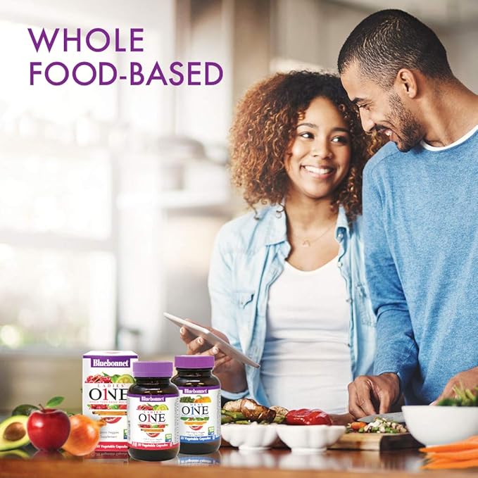 Bluebonnet Nutrition One for Men Whole Food-Based Multiple, Daily Nutrition*, Non-GMO, Vegetarian Friendly, Kosher, Gluten-Free, Soy-Free, Dairy-Free, Iron Free, 60 Vegetable Capsules, 60 Servings