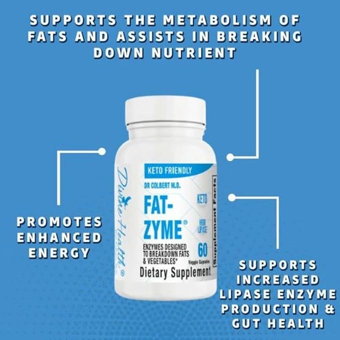 Dr. Colbert's Keto Zone Fat-Zyme - Ketogenic Digestive Enzymes - HIgh Lipase - Vegan & Vegetarian Enzyme - 30 Day Supply - Contains High Quantities of Enzymes That Break Down Veggies & Fats