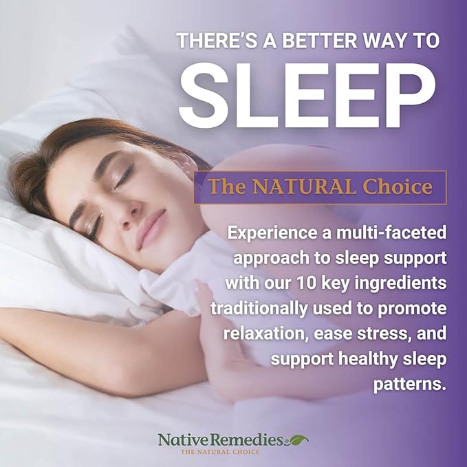 Native Remedies 10-in-1 Formula Natural Sleep Aid for Adults & Kids 4+ - Sleep Supplement with Melatonin 5mg, Magnesium, Valerian Root, Chamomile – Sleeping Aid Support, Non-GMO, Vegan - 60 Capsules