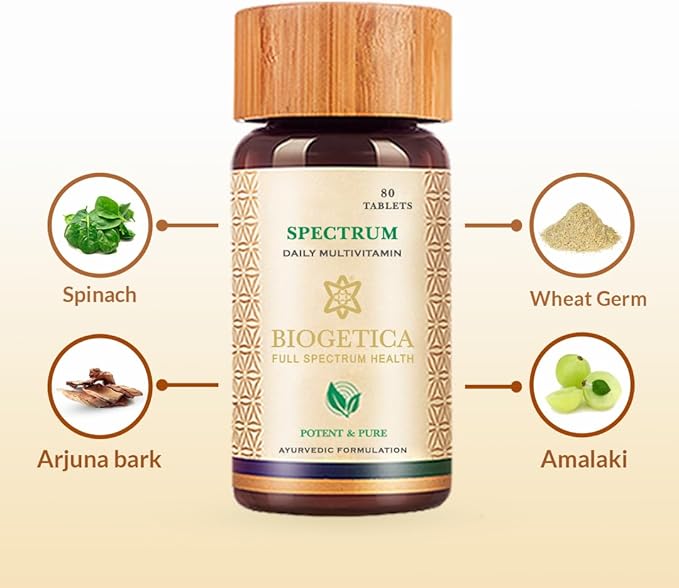 Spectrum Ayurvedic Immune Booster- Emblica officinalis, Shilajit, Nutritional Support for Men, Women (Natural Advance Multivitamin) - 80 Tablets