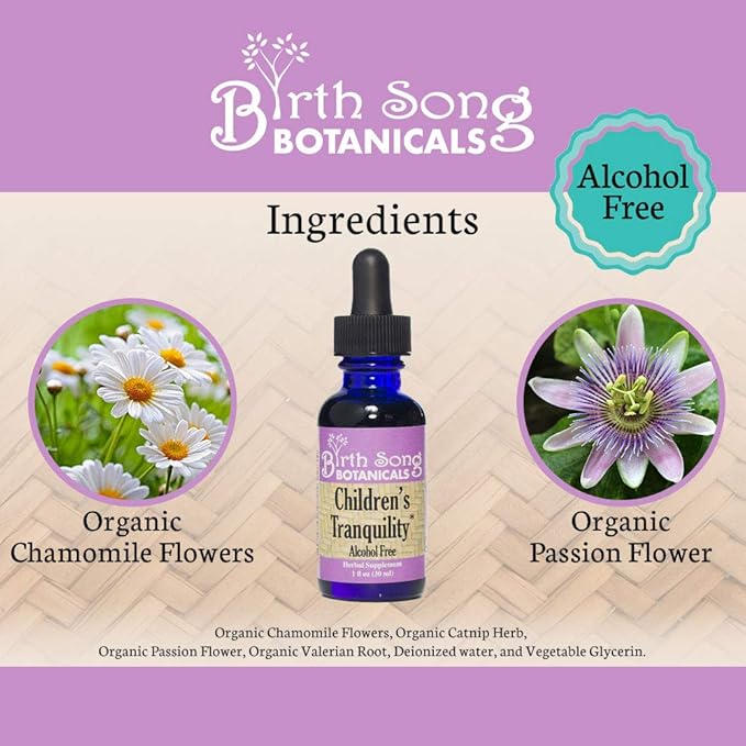 Children's Tranquility Tincture, Herbal Supplement with Valerian Root and Chamomile, 1oz Bottle Children's Herbal Immune Support, 1oz