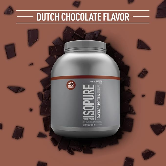Isopure Protein Powder, Whey Isolate with Vitamin C & Zinc for Immune Support, 25g Protein, Low Carb & Keto Friendly, Flavor: Dutch Chocolate, 62 Servings, 4.5 Pounds (Packaging May Vary)