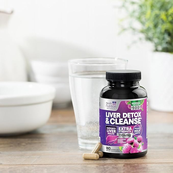 Gentle Liver Cleanse Detox & Repair Formula - Herbal Liver Support Supplement: Milk Thistle with Silymarin, Artichoke Extract, Dandelion, Beet, Chicory Root, & Turmeric for Liver Health - 180 Capsules