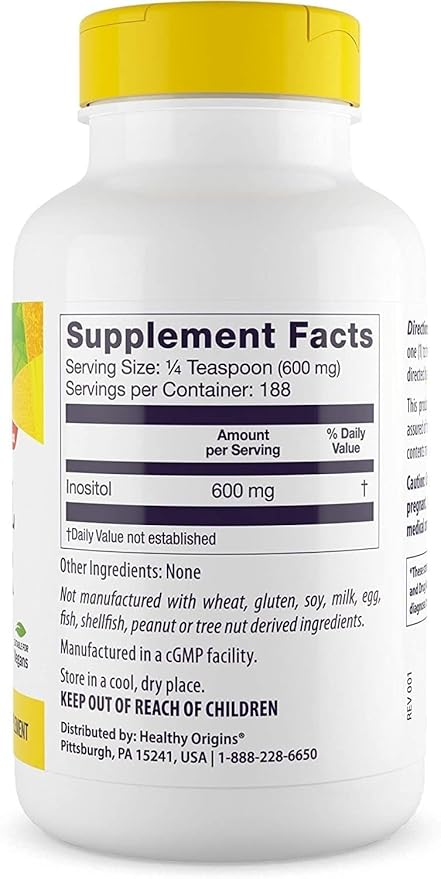 Healthy Origins Inositol Powder, 113 g - for Skin, Hair & Nail Health - Vitamin B8 Powder Supplement - Part of The B Complex Family - Vegan, Non-GMO & Gluten-Free Supplement - 4 Oz