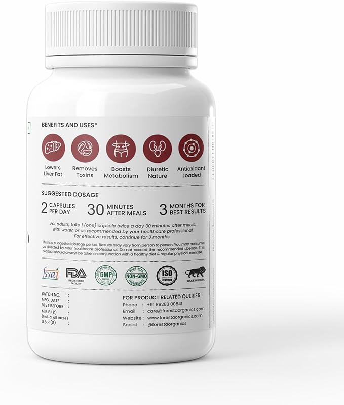 Liver Detox - Milk Thistle, Dandelion & Glutathione for Fatty Liver Support, Healthy Digestion - 60 Count (Pack of 1)