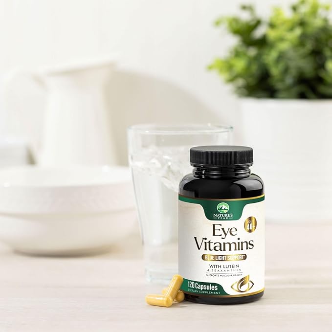Eye Vitamin & Mineral Supplement, Contains Zinc, Vitamins C, E, Lutein, & Zeaxanthin, Supports Eye Strain, Vision Health for Adults, Non-GMO, Vegan Eye Vitamins Supplement - 120 Capsules