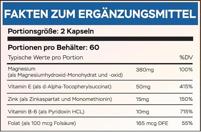 Magnesium Zinc Supplement with Vitamins B6, B9, High Absorption Zinc Magnesium Combination for Immune Support, Muscle Recovery, EZ-MG Easy on Stomach, 120 Capsules