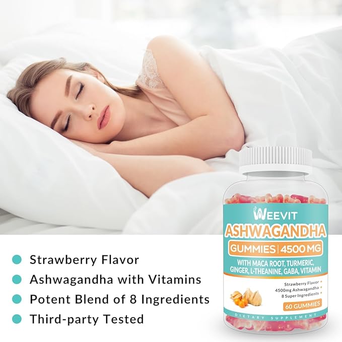 Ashwagandha Gummies with Vitamin D for Women & Men, Ashwagandha Gummy with Maca Root Powder | Organic Ashwa Gummies for Boost Energy