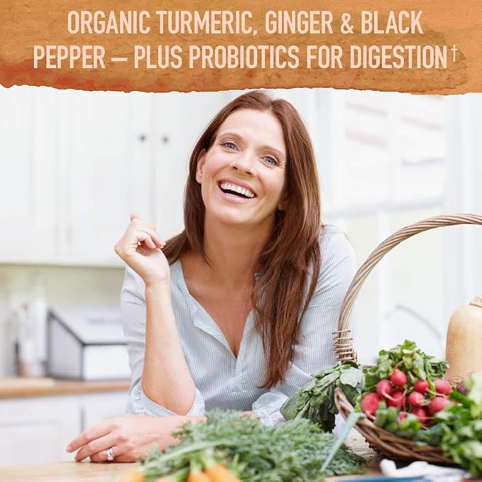 Garden of Life Organics Turmeric Booster Inflammatory Response Powder - 30 Servings, 50mg Curcumin (95% Curcuminoids) & Probiotics, Organic Non-GMO Vegan & Gluten Free Herbal Supplements