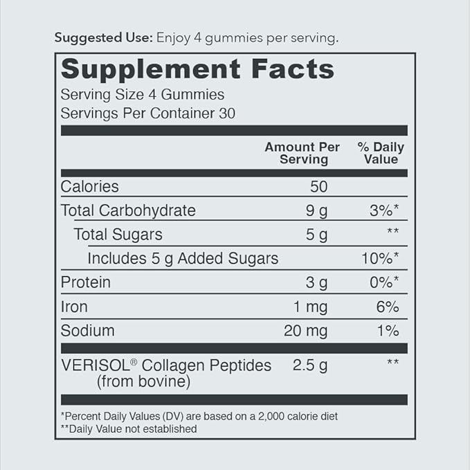 Vital Proteins Collagen Gummies, 2.5g of Clinically-Tested Collagen for Hair, Skin, Nails & Wrinkles, 120 ct Bottle, Pack of 2, Grape Flavor