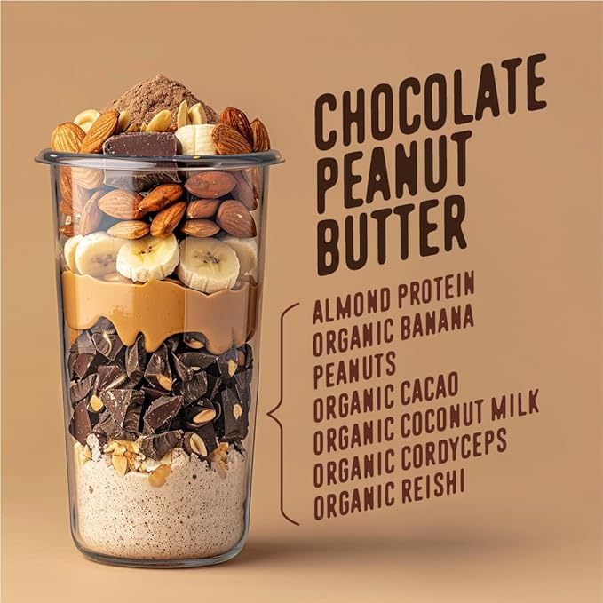 FlavCity All-in-One Vegan Protein Powder Smoothie, Chocolate Peanut Butter - Plant-Based Pre-Workout Meal Replacement Shake for Women & Men Made with 20g of Almond Protein - Gluten Free & Dairy-Free
