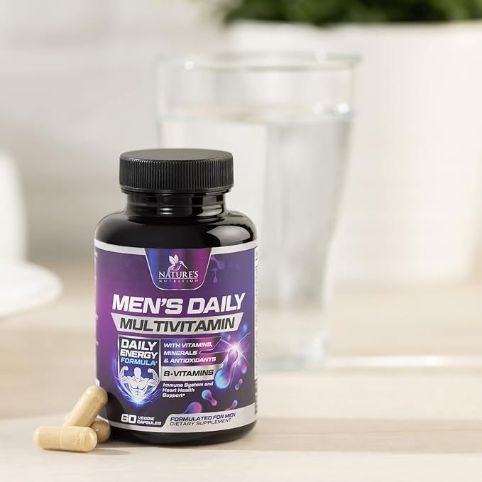 Multivitamin for Men - Mens Multivitamins for Daily Nutritional Support, Men's Multivitamin with Vitamin A, C, D, E, B12, Zinc & More, Immune Health & Energy Support Vitamins Supplement - 60 Capsules