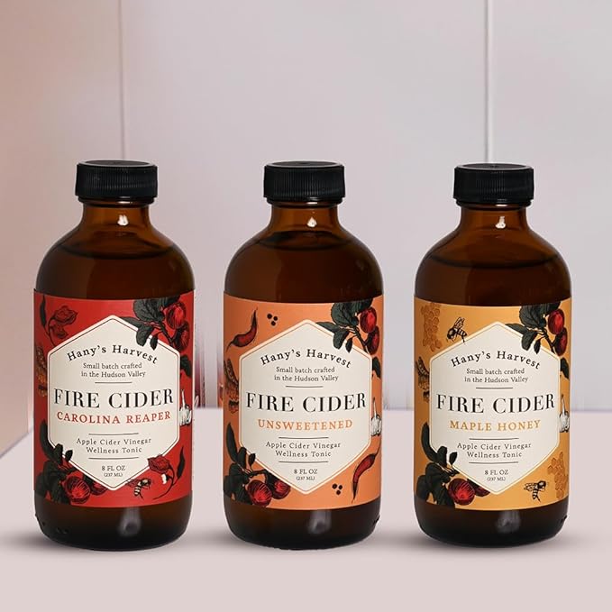 Hany's Harvest Maple Honey Fire Cider – 8 fl oz Glass Bottle | All-Natural, Small-Batch, Handcrafted, Non-GMO, Gluten-Free, Immune & Digestive Support