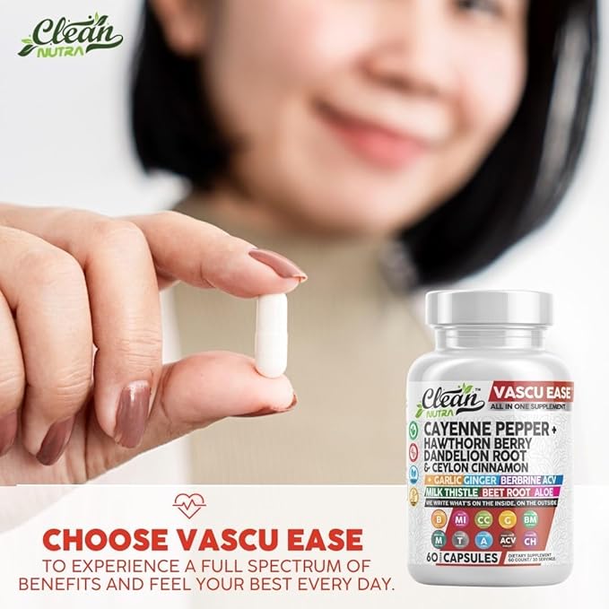 Clean Nutra Cayenne Pepper Capsules Supplement with Hawthorn Berry, Dandelion Root, Ceylon Cinnamon, Garlic, Ginger, Berberine, Apple Cider Vinegar, Milk Thistle, Beet Root, Aloe Vera Pills & More