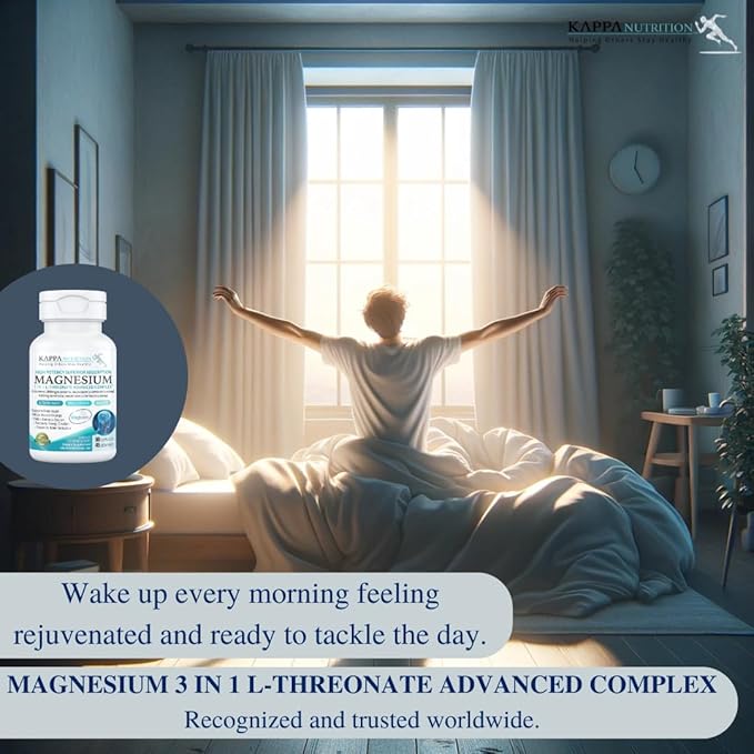 (90 Capsules), 2,253mg Per Serving, Providing 420mg Elemental Magnesium, L-Threonate, Bisglycinate Chelate, Malate, from Kappa Nutrition.