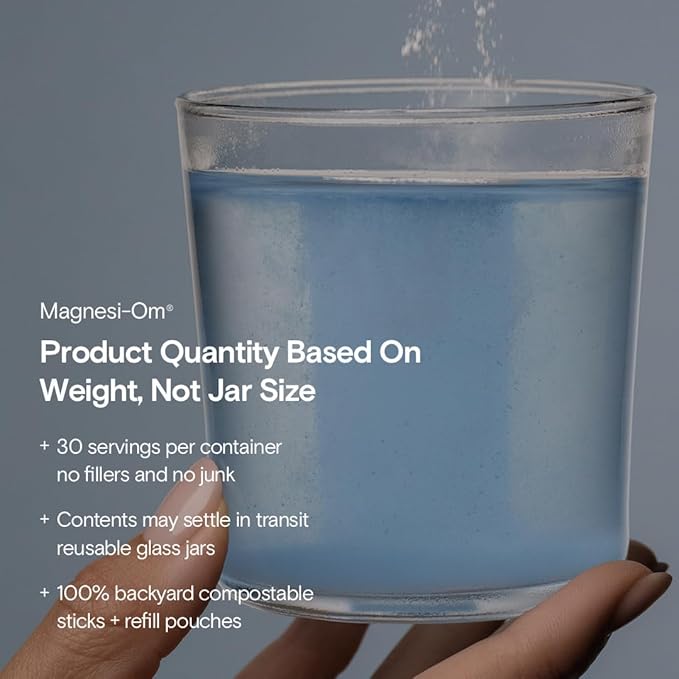 Moon Juice - Magnesi-Om, Blue Lemon - Jar (30 Servings) - Support Brain Health & Rest - Magnesium Powder - L-Theanine - Regularity - Glass Bottle - 100% Traceable - Vegan & Non GMO - 4.2oz