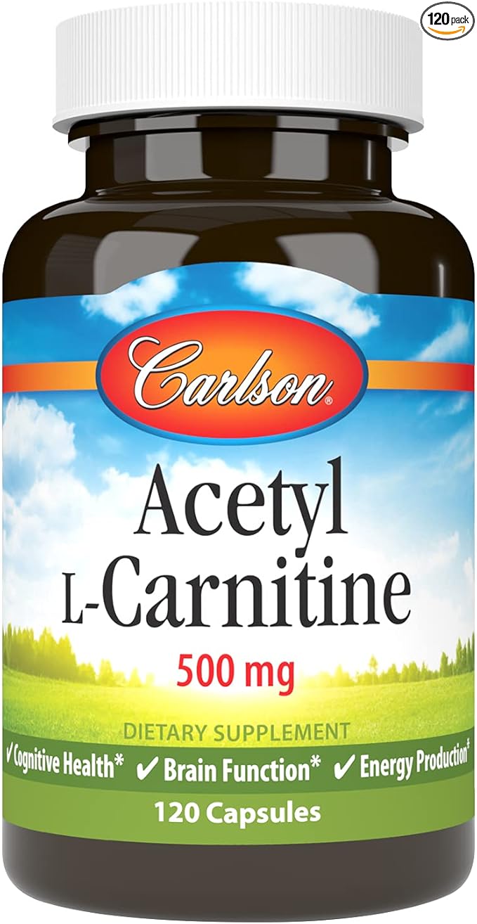 Carlson - Acetyl L-Carnitine, 500 mg, Cognitive Health, Brain Function & Energy Production, 120 Capsules