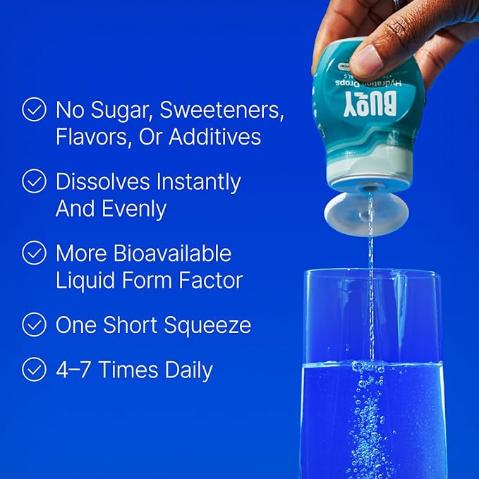 Buoy Electrolyte Drops | No Sugar, No Sweeteners | Trace Minerals, Vitamins & Antioxidants | Purposefully Unflavored | Perfect for Any Drink | Daily Hydration Supplement (Unflavored - 3 Pack)
