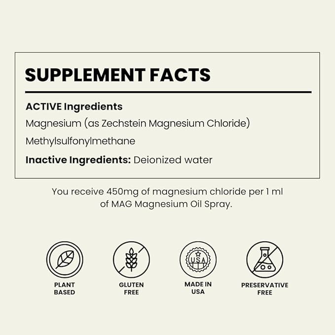 Pure Magnesium Oil Spray with MSM – Extra Strength for Sleep, Muscle Pain, Cramp Relief, Energy – Fast-Absorbing, Fragrance-Free, All-Natural - Tired Feet, Fatigue, Women’s Health - 8oz