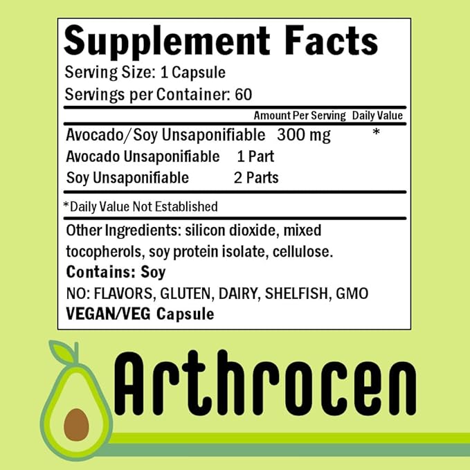 EVO Vegan Joint Health Supplement, 300Mg Avocado Soy Unsaponifiable, 60 Day Supply, One Capsule Per Day (6 Months)