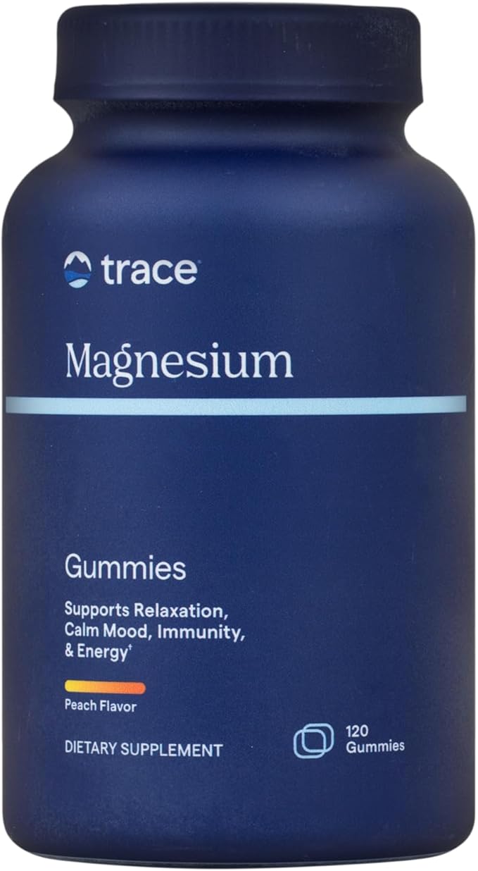 Trace Minerals Magnesium 84mg - Chewable Magnesium Supplement for Bone & Heart Health Support - Immune System Support - Aids Relaxation & Healthy Sleep - Peach, 120 Gummies (120 Servings)
