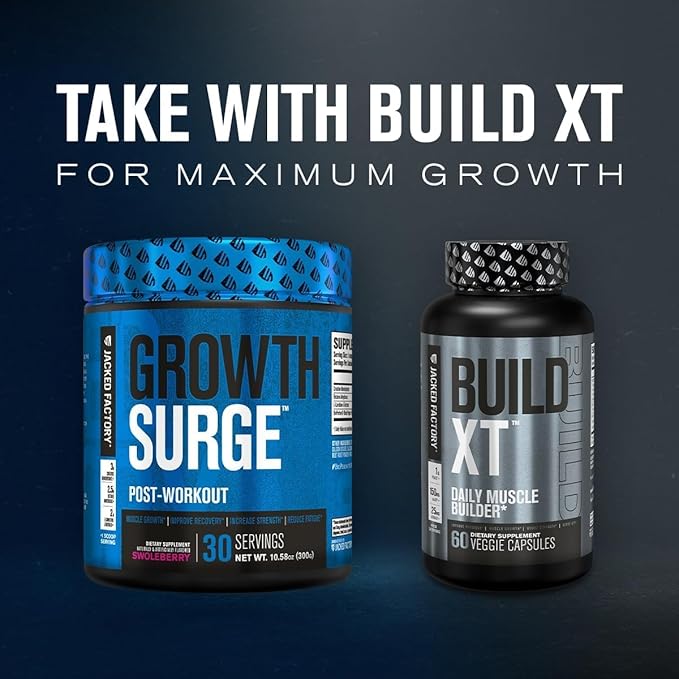 Jacked Factory Nutritional Supplement Growth Surge Creatine Post Workout Powder w/L-Carnitine, Daily Muscle Builder & Recovery with Betaine, L-Carnitine L-Tartrate, Unflavored, 10.68 Ounce