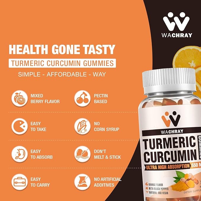 Turmeric Curcumin Gummies with Ginger & Black Pepper Extract - 2 Pack Tumeric Gummy Supplements for Pain Inflammation Joint Weight Health Support - Vegan, Organic, Gelatin-Free - for Adults and Kids