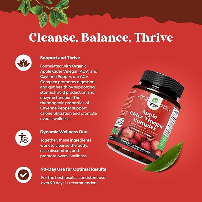 Potent Apple Cider Vinegar Capsules – ACV Pills Nutritional Supplements for Digestive Health with Natural Cleansing and Size Reducing Formula for Women and Men Designed to Help You Reach Your Goal
