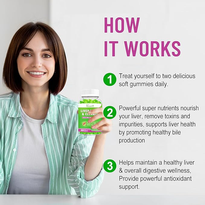 Liver Cleanse Detox Repair Gummies, Liver Support Supplement with Milk Thistle, Artichoke, Dandelion Apple Flavor 120ct
