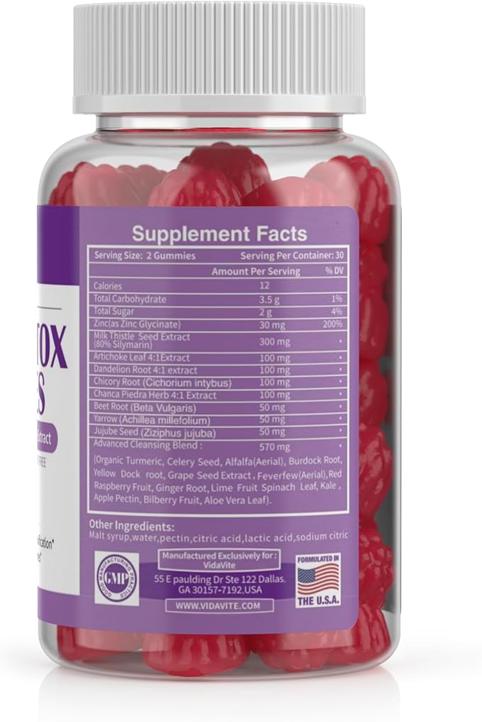 Liver Cleanse Detox & Repair Gummies — 1500mg Silymarin Milk Thistle Supplement with Artichoke, Dandelion and 20+ Herbs — Essential Liver Support Supplement for Men & Women (60 Vegan Gummies)