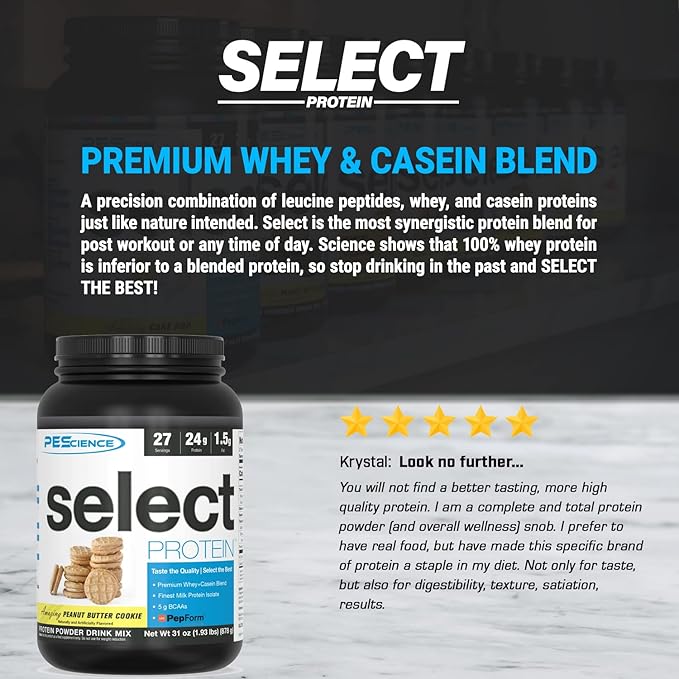 PEScience Select Protein Powder, 27 Serving, 31 oz, Peanut Butter Cookie