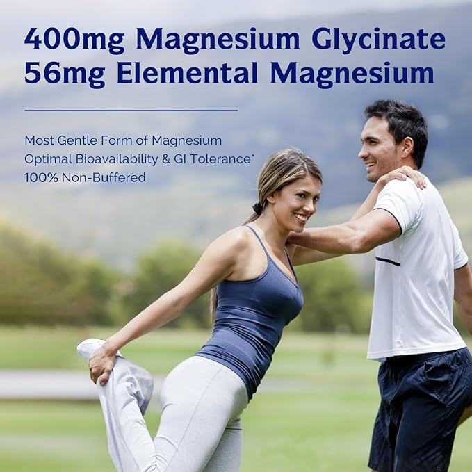 Innate Vitality Magnesium Glycinate 400mg, Non Buffered & High Absorption Magnesium Supplement for Sleep, Relaxation, Muscle & Bone Health for Men & Women, Non-GMO, No Gluten, 240 Vegan Capsules