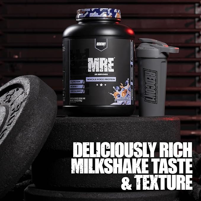 REDCON1 MRE Protein Powder, Blueberry Cobbler - Meal Replacement Protein Blend Made with MCT Oil & Whole Foods - Protein with Natural Ingredients to Aid in Muscle Recovery (25 Servings)